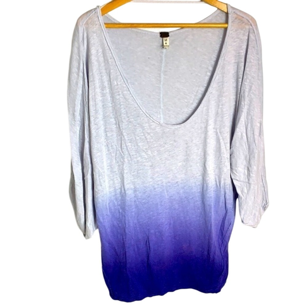 Free People Ombre Dip Dye Oversized Dolman Sleeve Top Shirt Womens Medium